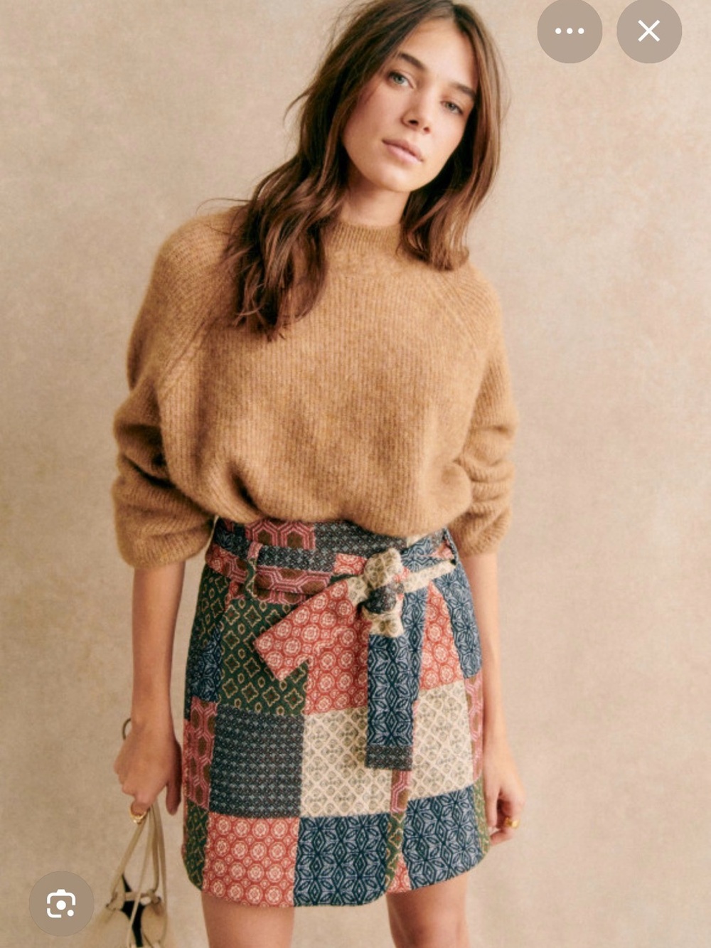 Sezane Leandra  Mini Skirt ‎ Open Size 34 ,USA Size 2 patchwork wrap
